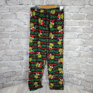 Dr Seuss Merry Grinchmas Fleecy Lounge PJ Pants Black Red Green Size Medium